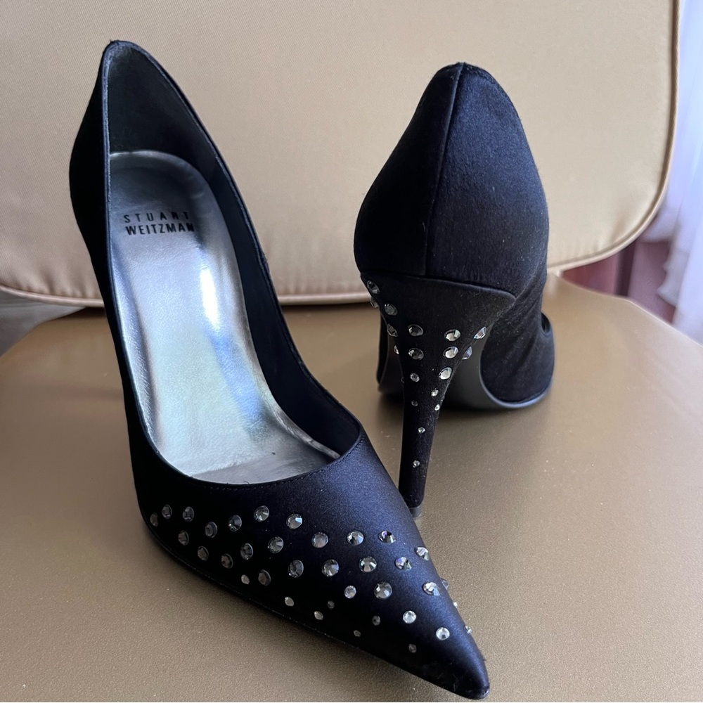 Stuart Weitzman Satin Rhinestone shoe